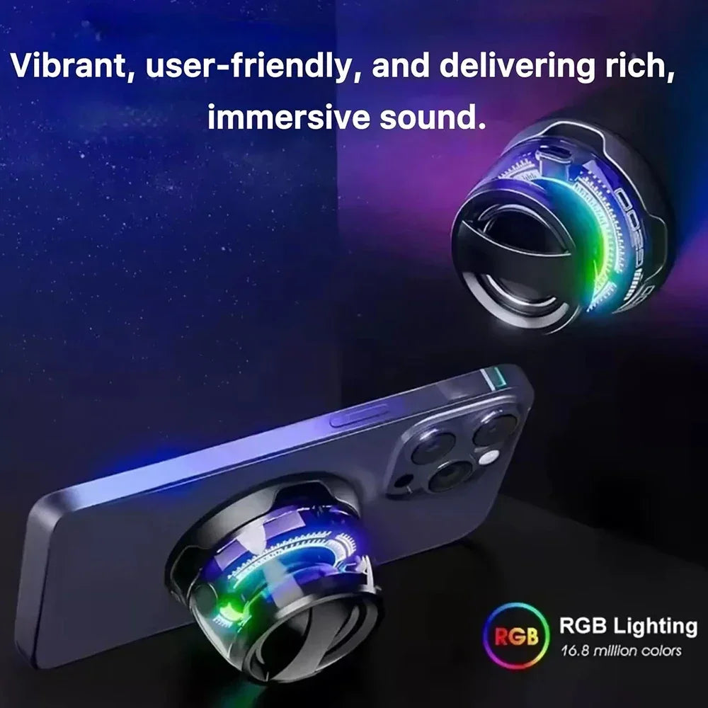 Bluetooth 5.3 Speaker Outdoor Magnetic RGB Lighting Bluetooth Speaker with RGB Color Light Multifunctional Magnetic Phone Holder