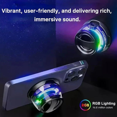 Bluetooth 5.3 Speaker Outdoor Magnetic RGB Lighting Bluetooth Speaker with RGB Color Light Multifunctional Magnetic Phone Holder