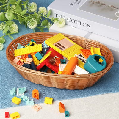 20 Pack Oval Poly Wicker Basket, Poly Wicker Bread Baskets, Medium Size Gift Baskets for Kitchen, Christmas Gifts, Centerpiece D