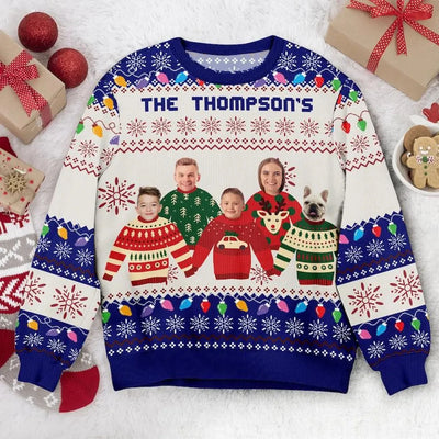 Customized Photo DIY Personalized Characters/Pets Funny Ugly Sweaters Christmas Gift Tops Couple Ugly Sweater Party Pullover Top