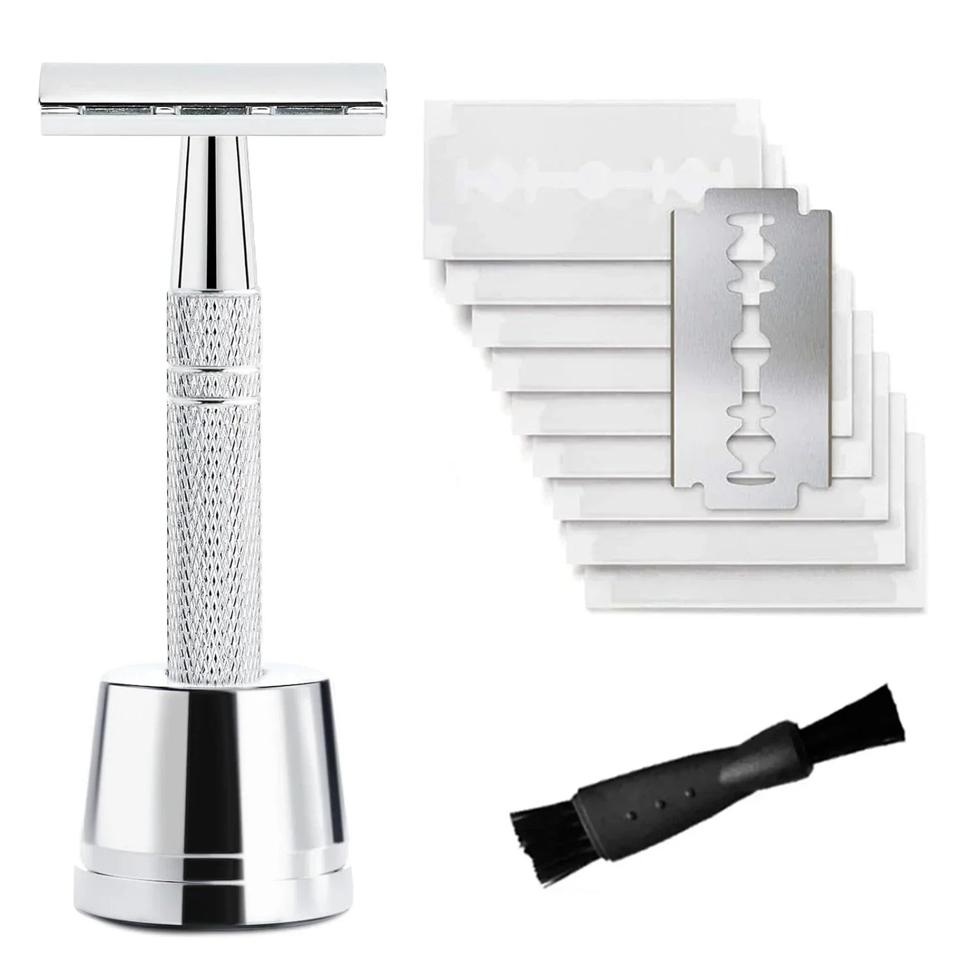 Double Edge Safety Razor for Women, with 10 pcs Safety Razor Blades Single Blade Razor Reusable Travel Essentials Women Razor