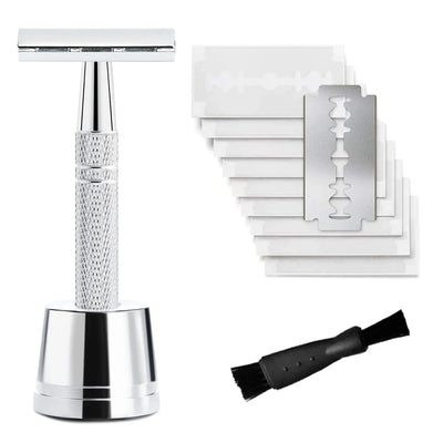 Double Edge Safety Razor for Women, with 10 pcs Safety Razor Blades Single Blade Razor Reusable Travel Essentials Women Razor