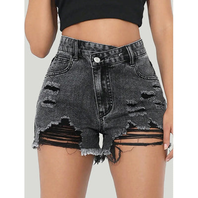 Denim Shorts Holes Shorts For Women Fashion High Waist Wide Leg Short Jeans Female Designer Casual Street Short New Pantalones