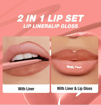 12PCS Retro Lip Set 6 Lipliner 6 Dripglass Oil Matte Shiny Long Lasting Makeup Kit Cosmetics Beauty Essentials