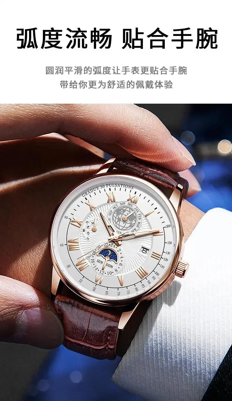 2024 men watch fashion top luxury sport men’s wristwatch waterproof luminous leather date quartz watches man clock