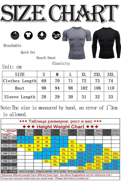 Athletic Compression Shirts For Men Gym Sports Rash Guards Workout Fitness Base Layer Undershirts Quick Dry Tees Tshirt Tops