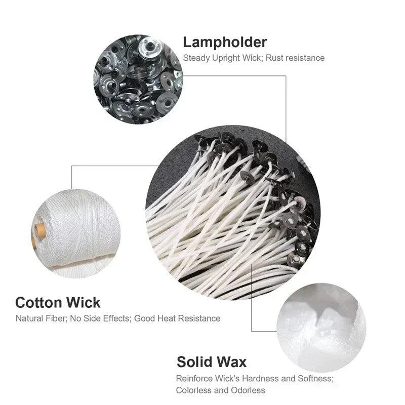 103pcs/set original smokeless candle wicks soy wax core woven cotton kerosene lamp line wood accessories candles making