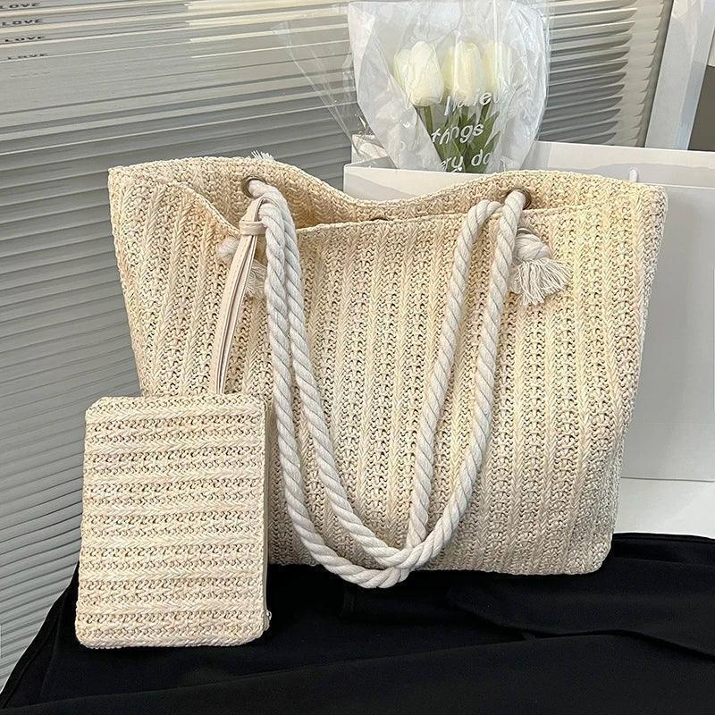 Designer women handbags fashion large capacity straw tote bag summer beach casual bali big purse