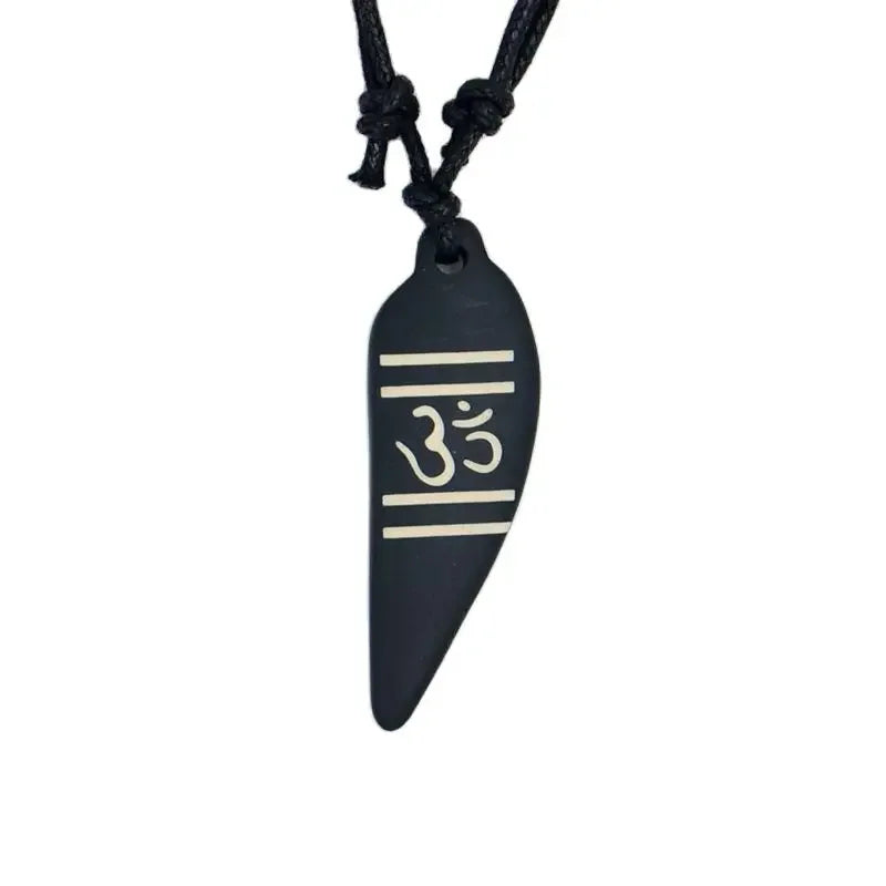 AUM OM Ohm Hindu Buddhist Hinduism Yoga India Bone Resin Carving Pendant Necklace Amulet Lucky Gift Tribal Fashion Jewelry
