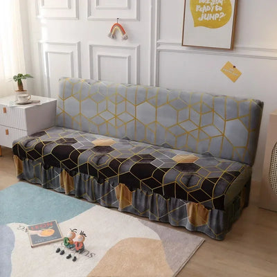 1/2/3Seater Sofa Bed Cover with Elastic Printing Seat Cover Armless Sofa Bed Cover Sofa Covers for Living Room Home Decor