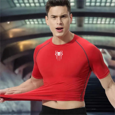 Printed Men's Athletic Compression Shirts Athletic Quick Dry Breathable Rash Guard Athletic Tight Workout Tops Summer Men