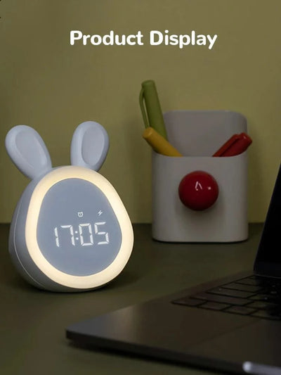 Kids Cute Rabbit Alarm Clock With Night Light Stepless Dimming Led Digital Alarm Clock For Boys Girls