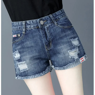 Women's Denim Shorts Ripped Boxer High Waist Female Short Jeans Pants Cheap Offer Aesthetic Hot Kpop Harajuku Fashion Stretchy