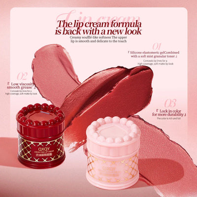 QXQY Cream Cake Lip Gloss, delicate texture, natural makeup, with lip brush lipstick cream