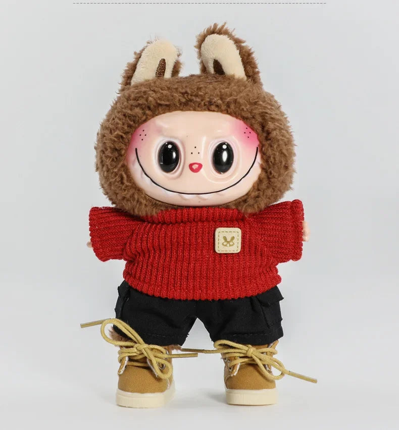 Labubu 17cm  Shoes Fashion labubu Canvas Shoes Clothes Cartoon Baby Canvas Leather Shoes Doll Universal Clothing Accessories