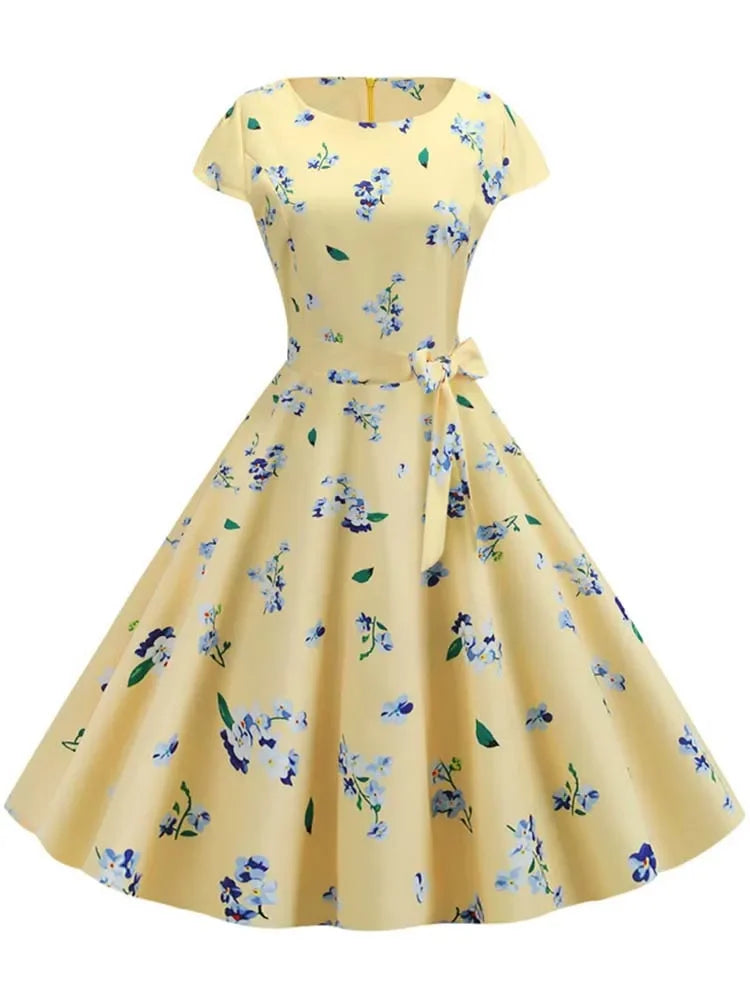 Women Summer Dresses Robe Vintage 50s 60s Big Swing Party Rockabilly Dress White Polka Dot Vestidos