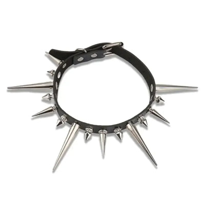 Goth Long Spike Choker Punk Faux Leather Collar For Women Men Cool Big Rivets Studded Chocker Gothic Style Necklace Accessories