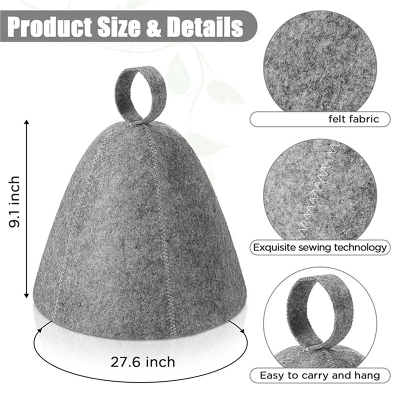 AT21-24Pcs Sauna Hat Felt Bath Hat Head Protection Absorbent Sauna Cap For Sauna Shower Bath Steam Room Accessories