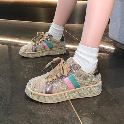 Women Sneakers 2025 New Sparkles Luxury Platform Designer Shoes for Woman Trainers Rhinestone Fashion Casual Sneakers Women
