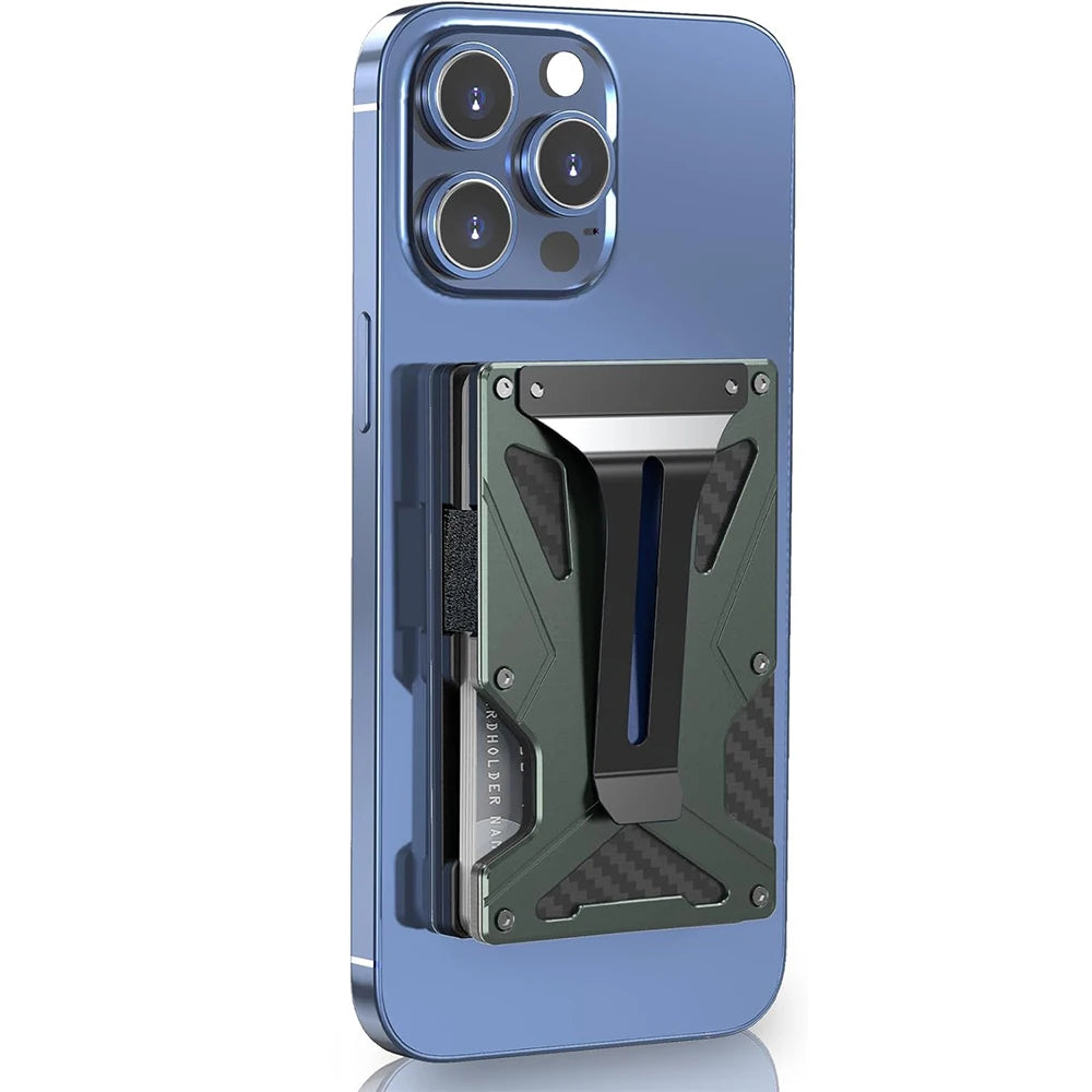 Mag Safe Wallet Money Clip, 2 in 1 Air Tag Holder and Money Clip, [With1 Magnetic Sheets], for Magnetic and Non-Magnetic Phones