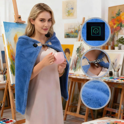 USB Electric Heated Blanket 3Heating Levels Fleece Heated Blanket Portable Body Warmer Blanket Quickly Heated Cape Pad forOffice