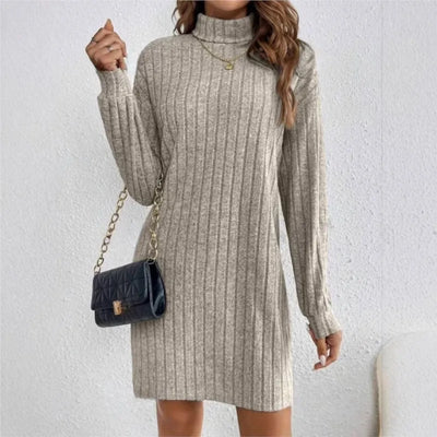 Women's Dress 2025 New Autumn And Winter Knitted Casual Long-sleeved High-neck Loose And Comfortable Women Dresses Streetwear