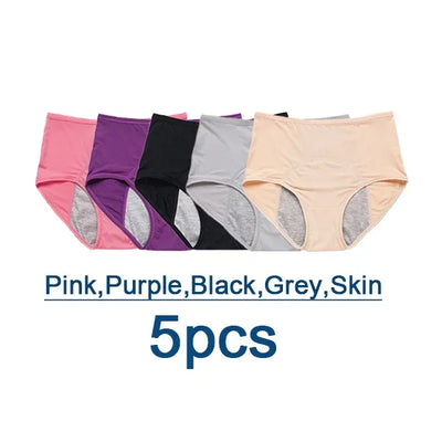 5pcs/Set Leak Proof Menstrual Panties Women Period Underwear Sexy Pants Physiological Underwear Plus Size Waterproof Briefs