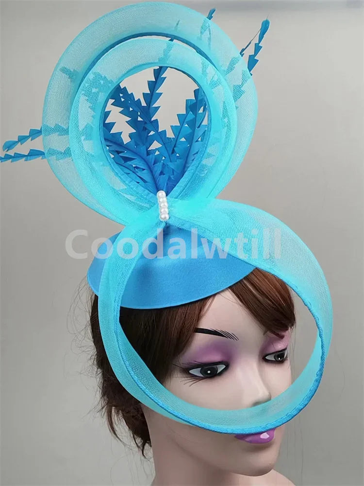 Ladies Royal Ascot Chapeau Cap Wedding Fascinator Hat Headpiece Women Church Party Pillbox With Headband Bride Party Fascinators