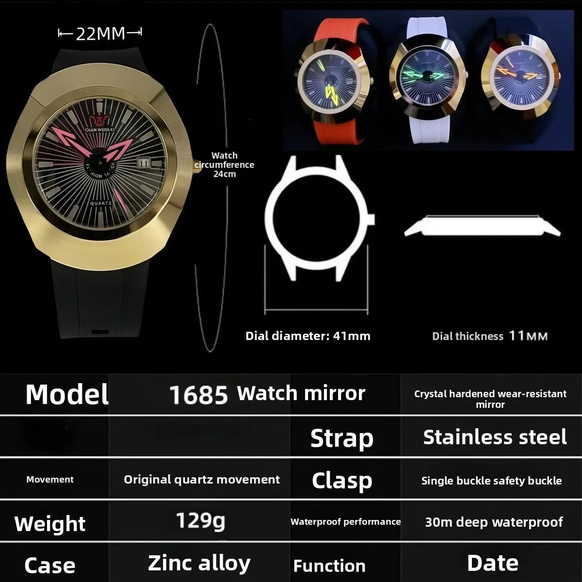 Premium High-End Fashion Quartz Men's Watch – Waterproof, Date Display, Comfortable Imported Rubber Strap