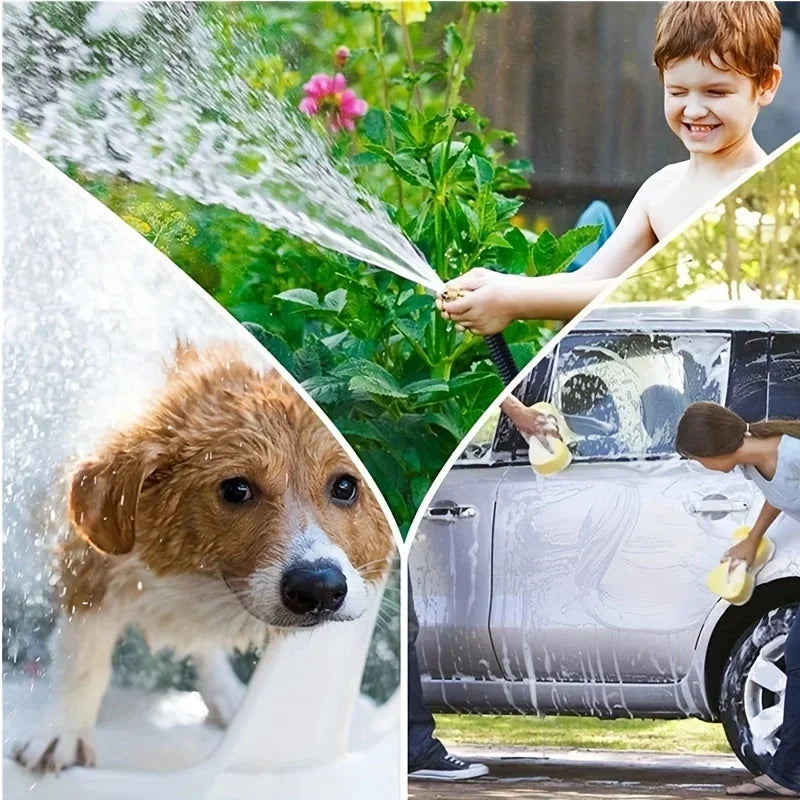 Garden Water Hose Water Gun Reel Expandable Watering Hose High Pressure Flexible Car Wash Garden Irrigation 25ft-125ft﻿
