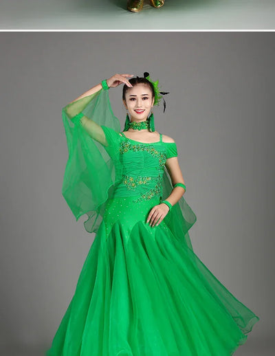 2025 Newest Woman Ballroom Dance Competition Dress Dance Ballroom Waltz Standard Dance Dress Women Ballroom Dress 009