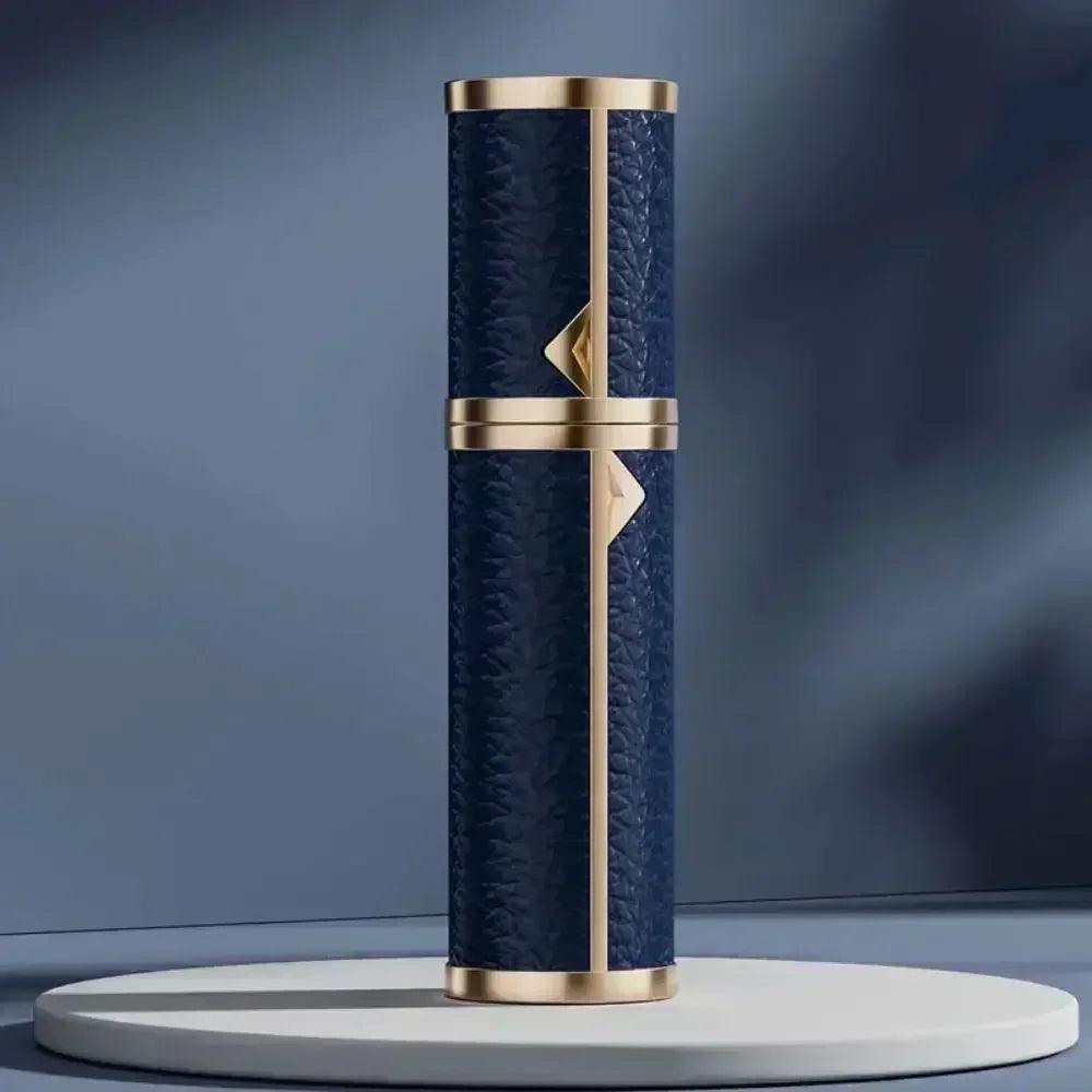 Luxury bottom-filled perfume bottle aluminum self-pumping 5ml real leather spray cologne moisturizer fragrance