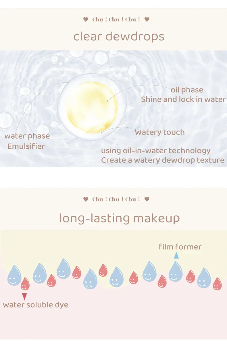 FLORTTE Beauty Lip Lasting Tint First Kiss Series Water Glossy Nice To Meet Chu Blooming Liquid Lipstick Makeup Women Cosmetics