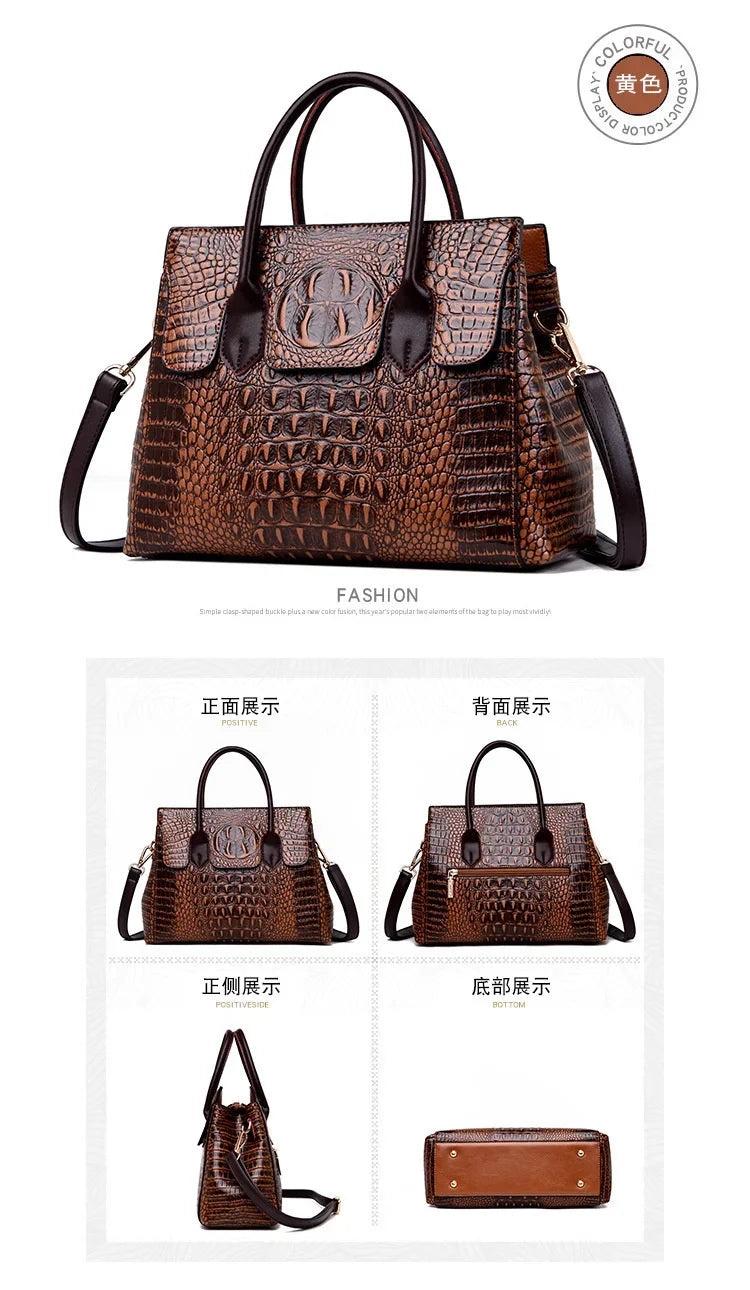 Vintage Fashion Crocodile Genuine Leather Luxury Ladies Handbags Women Bags Designer Woman Shoulder Bag Female Bolsas Feminina