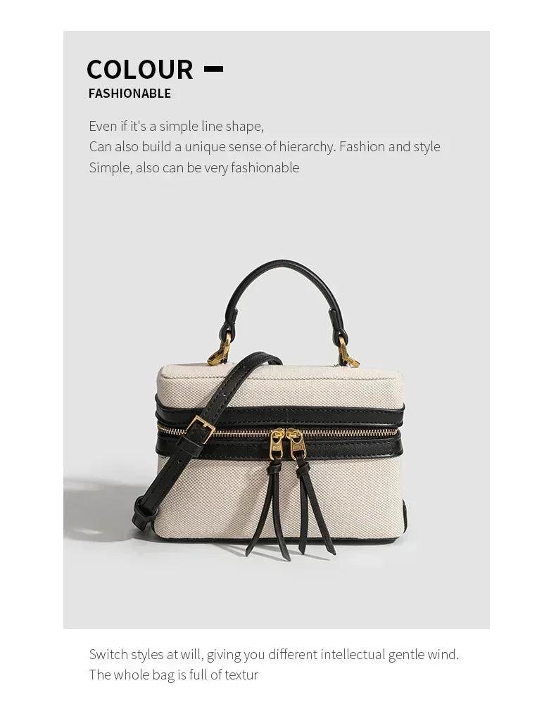Fashion box women handbags designer thick canvas shoulder crossbody bags casual spring and summer small purses 2024