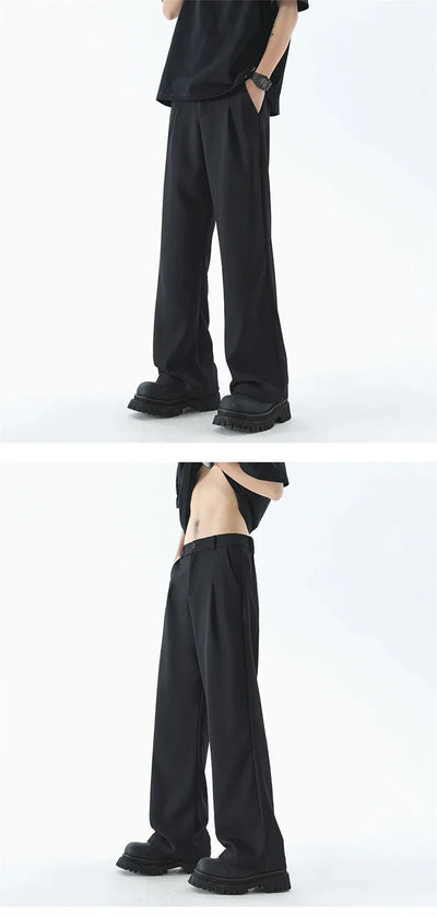 Men's Wide Leg Pants Thin Man Black Comfortable Pant Summer Casual Streetwear Loose Trouser Japanese 5XL Trendy Fashion