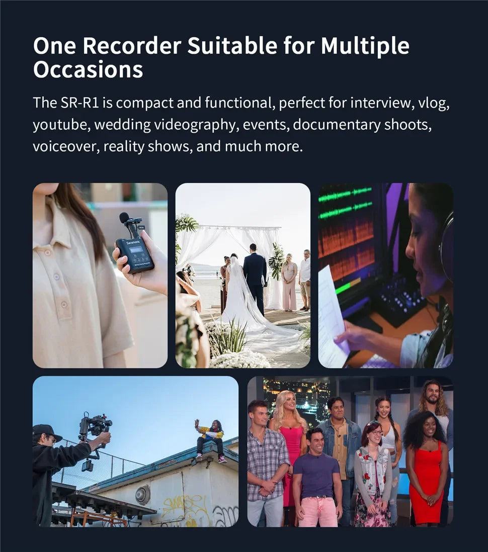 Saramonic SR-R1 Miniature Handy Recorder with Lavalier Microphone for Wedding Videography Interview, Filming and Recording