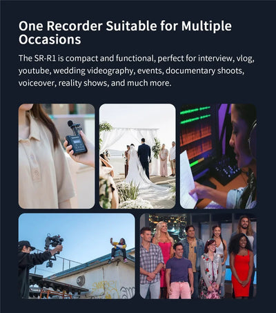 Saramonic SR-R1 Miniature Handy Recorder with Lavalier Microphone for Wedding Videography Interview, Filming and Recording