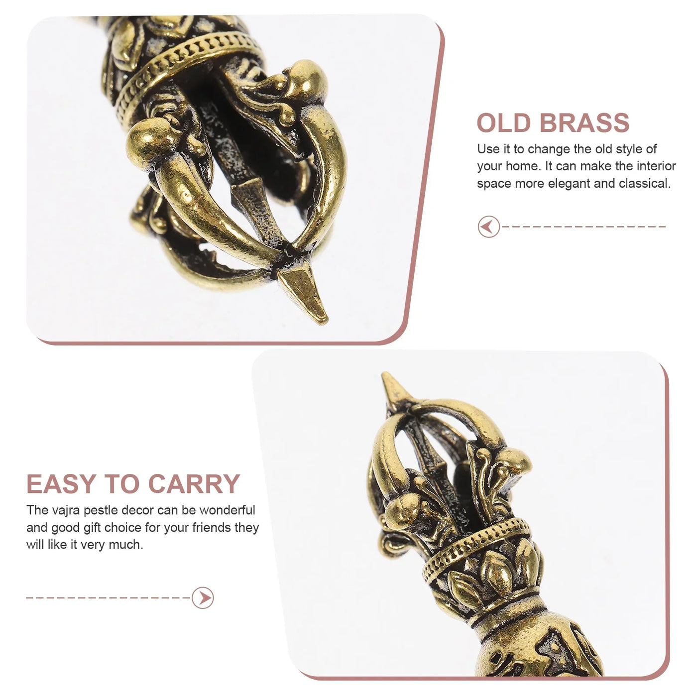 Vajra Pestle Home Decor Buddhism Deck Statue Small Mini Brass Adornments Craft Office