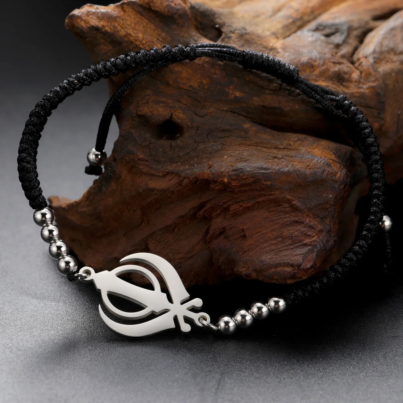 Lucktune Khanda Sikh Faith Bracelet for Women Men Stainless Steel Vintage Indian Sword Lucky Bracelet Spiritual Jewelry Gift