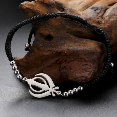 Lucktune Khanda Sikh Faith Bracelet for Women Men Stainless Steel Vintage Indian Sword Lucky Bracelet Spiritual Jewelry Gift