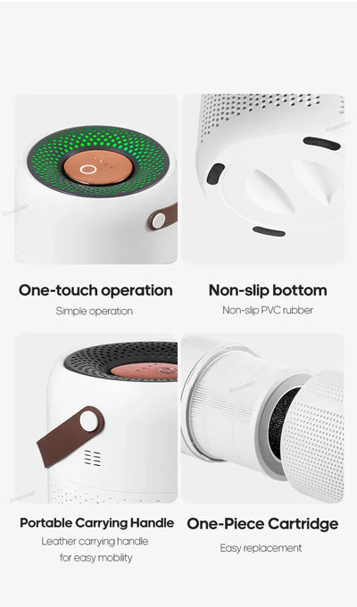 Home Electric Air Purifier With H13 HEPA Filter Desktop Air Cleaner Smoke Odor PM2.5 Particulate Matter Adsorption Filtration