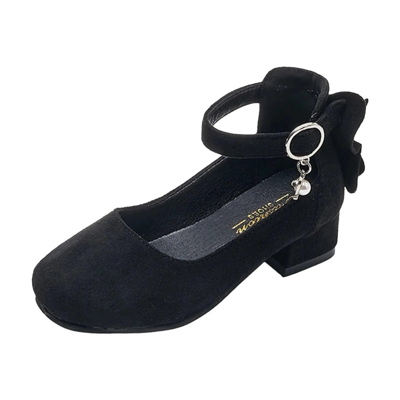 Kids Velvet Black Pink Leather High Heeled Shoes 3-15T | Princess Sandals for Girls | For Party, Wedding, Dance | Children's Fashion