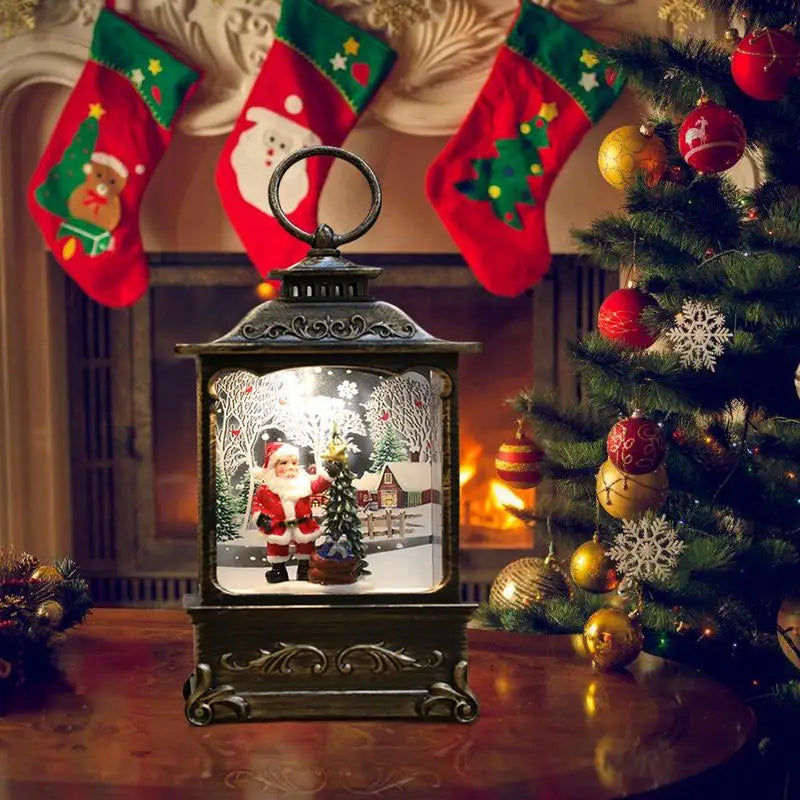 Christmas Snow Lantern Christmas Scene Lighted Snow Globes Swirling LED Snow Globe Christmas Light Up Snow Globe Lantern