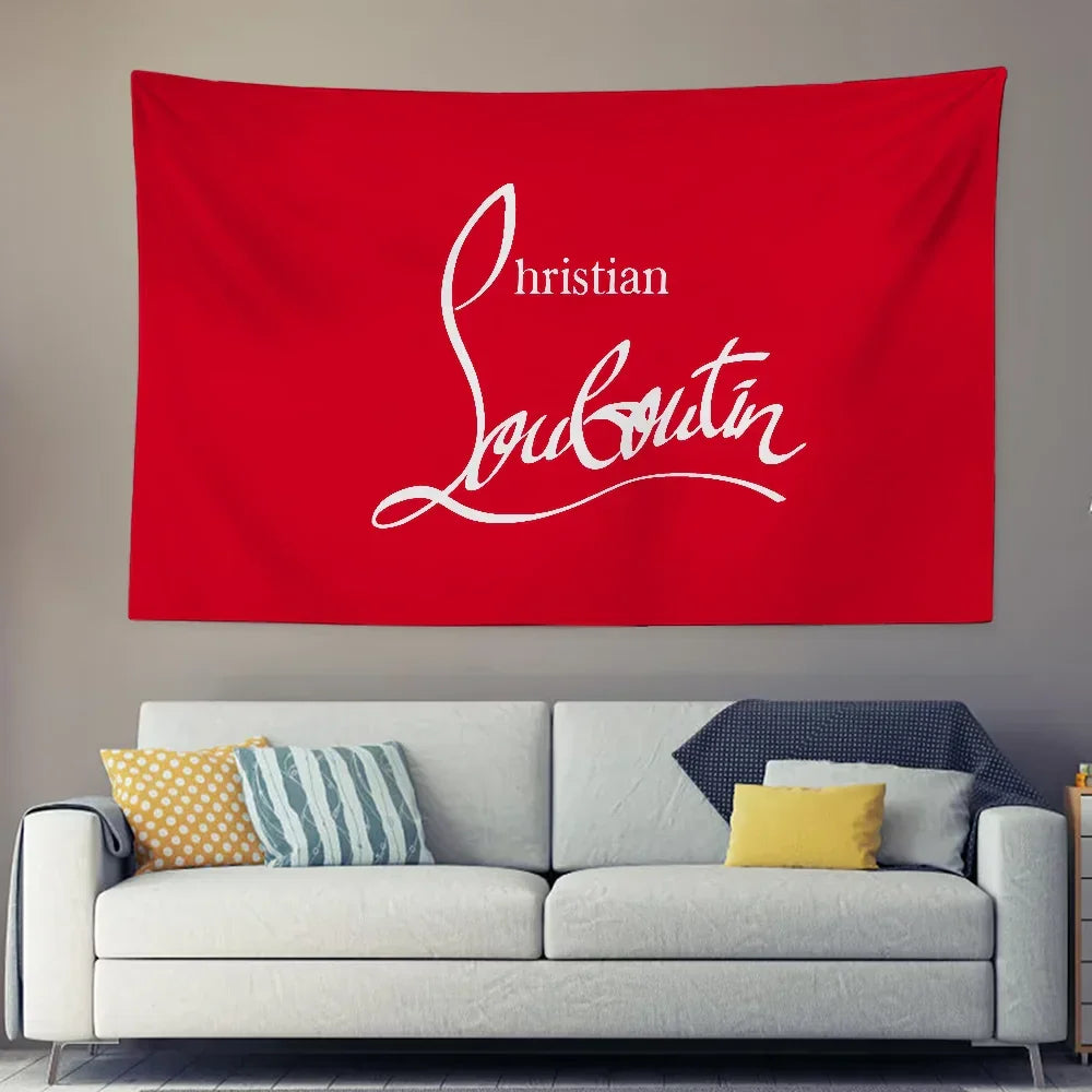 Luxury C-ChristianES L-LouboutinES Logo Tapestry Background Hanging Cloth Bedroom Room Decor Aesthetic Tapestry Wall Party