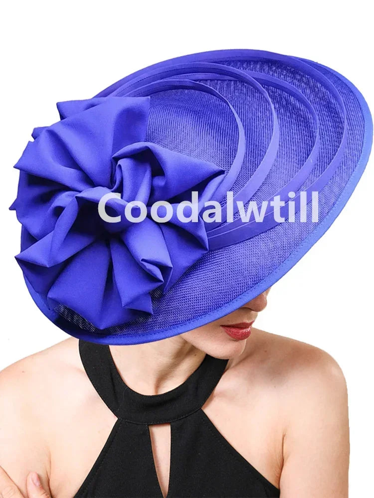Women Church Wedding Big Fascinator Hat Fashion Large Flower Headpiece Fascinator Ladies Elegant Party Royal Ascot Millinery Cap