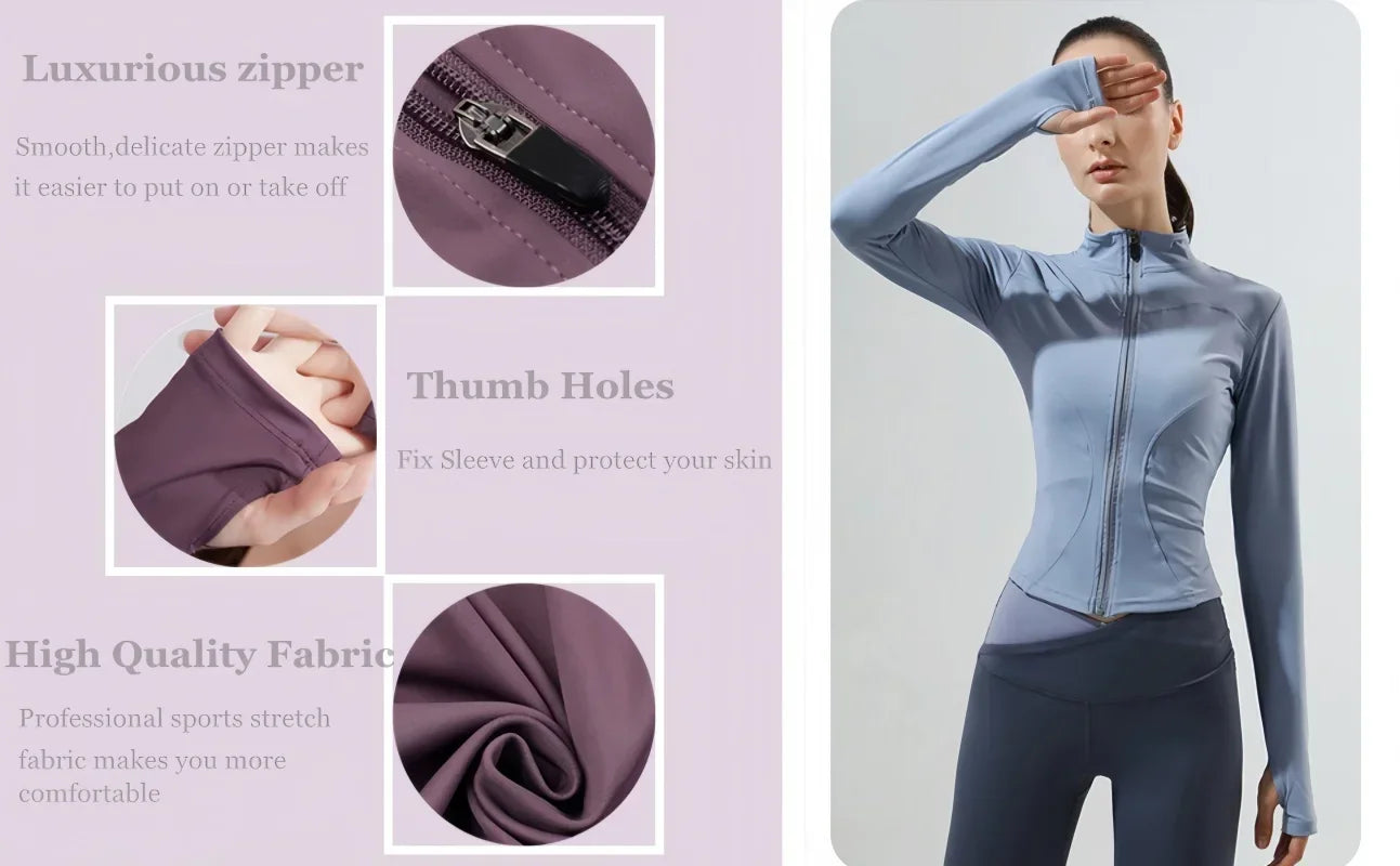 Women's Lightweight Sports Jacket  Long Sleeve Breathable Running Coat  Quick-Dry Fitness Yoga Top for Gym Workout