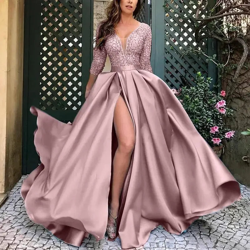 Women's Elegant Evening Party Dresses Luxury Fashionable Long Dresses Trailing Evening Dresses Solid Color Floor-Length Dresses