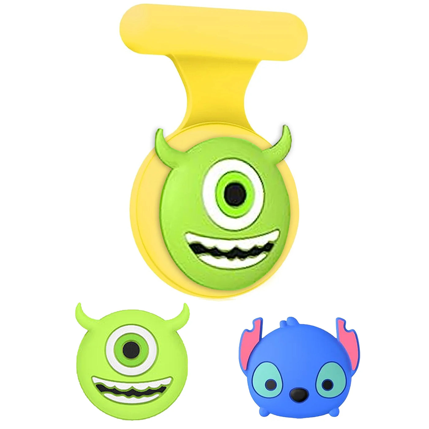 Yellow silicone pacifier holder with AirTag hidden case for kids