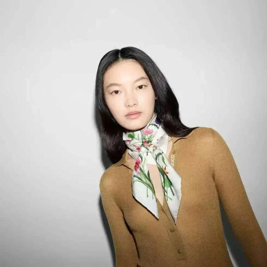 Silk scarf: modern flair - effortlessly chic styling.